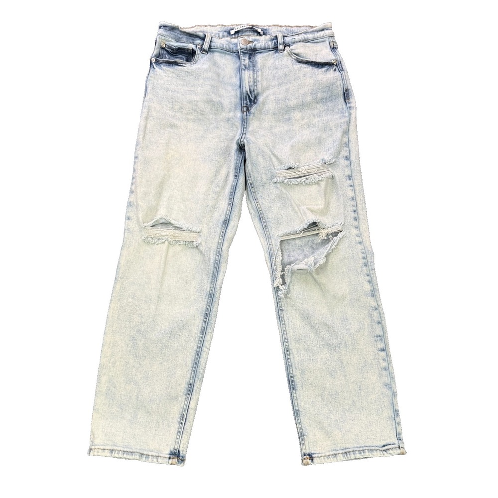 Celebrity Pink Womens 11/30 Distressed Straight Leg Jeans Light Wash Acid Wash